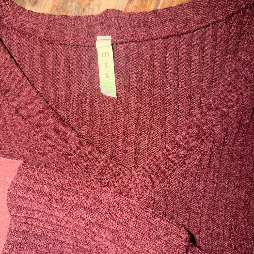 MTS Women's Burgundy V-Neck long sleeve shirt